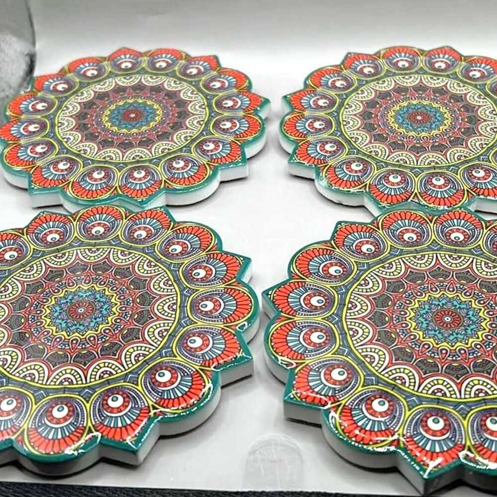 Mandala Ceramic Coaster Set of 4 - Your Choice of Pattern - Picture 6 of 6